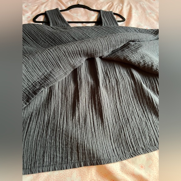 QUINCE Tiered Maxi Dress Organic Gauze Cotton Large Grey/ Indigo Blue - Picture 9 of 9